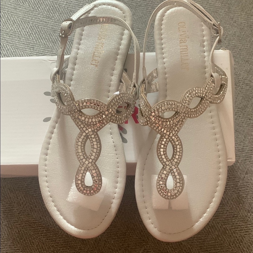 Silver Sandals with Crystal Embellishments